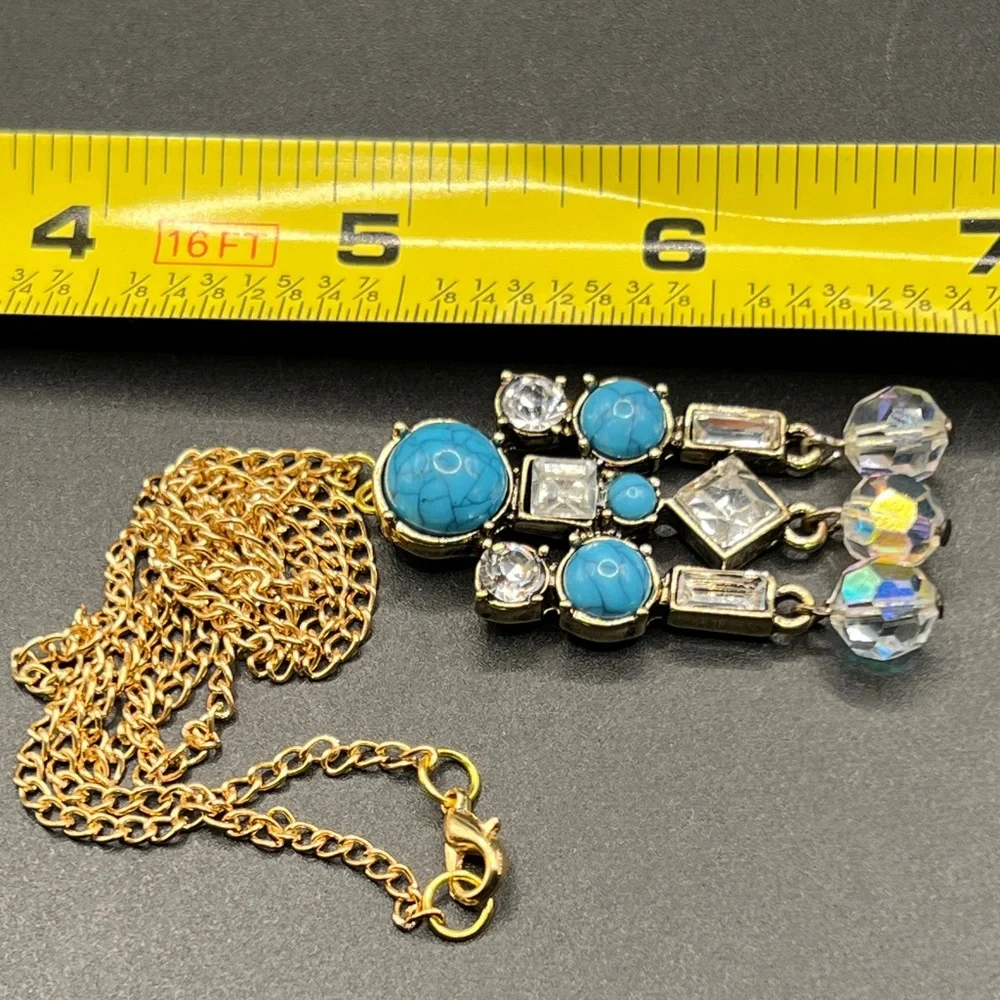 Vintage Faux Turquoise Rhinestone Necklace - Picture 5 of 6